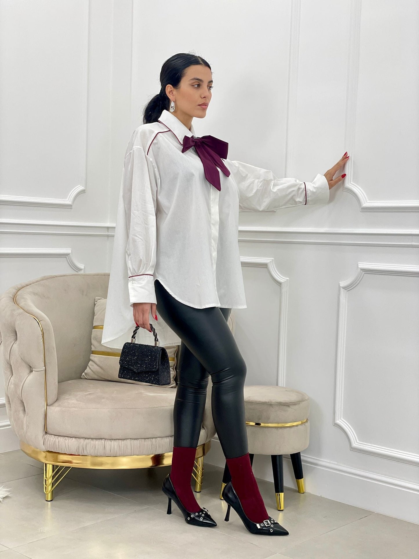 Camisa con Lazo en Contraste | Colección Otoño
