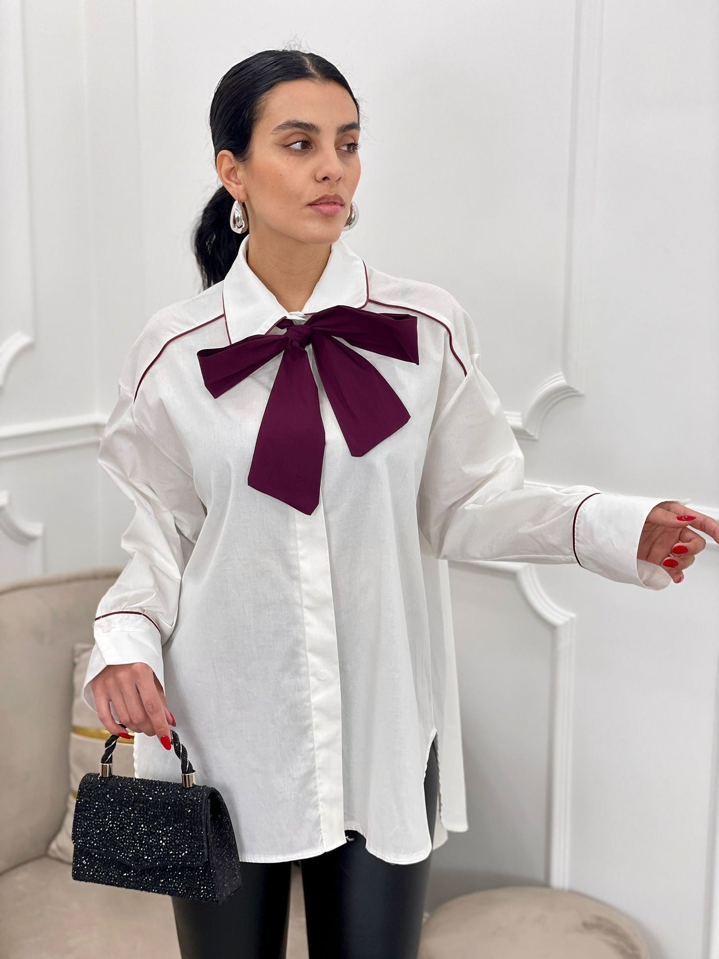 Camisa con Lazo en Contraste | Colección Otoño