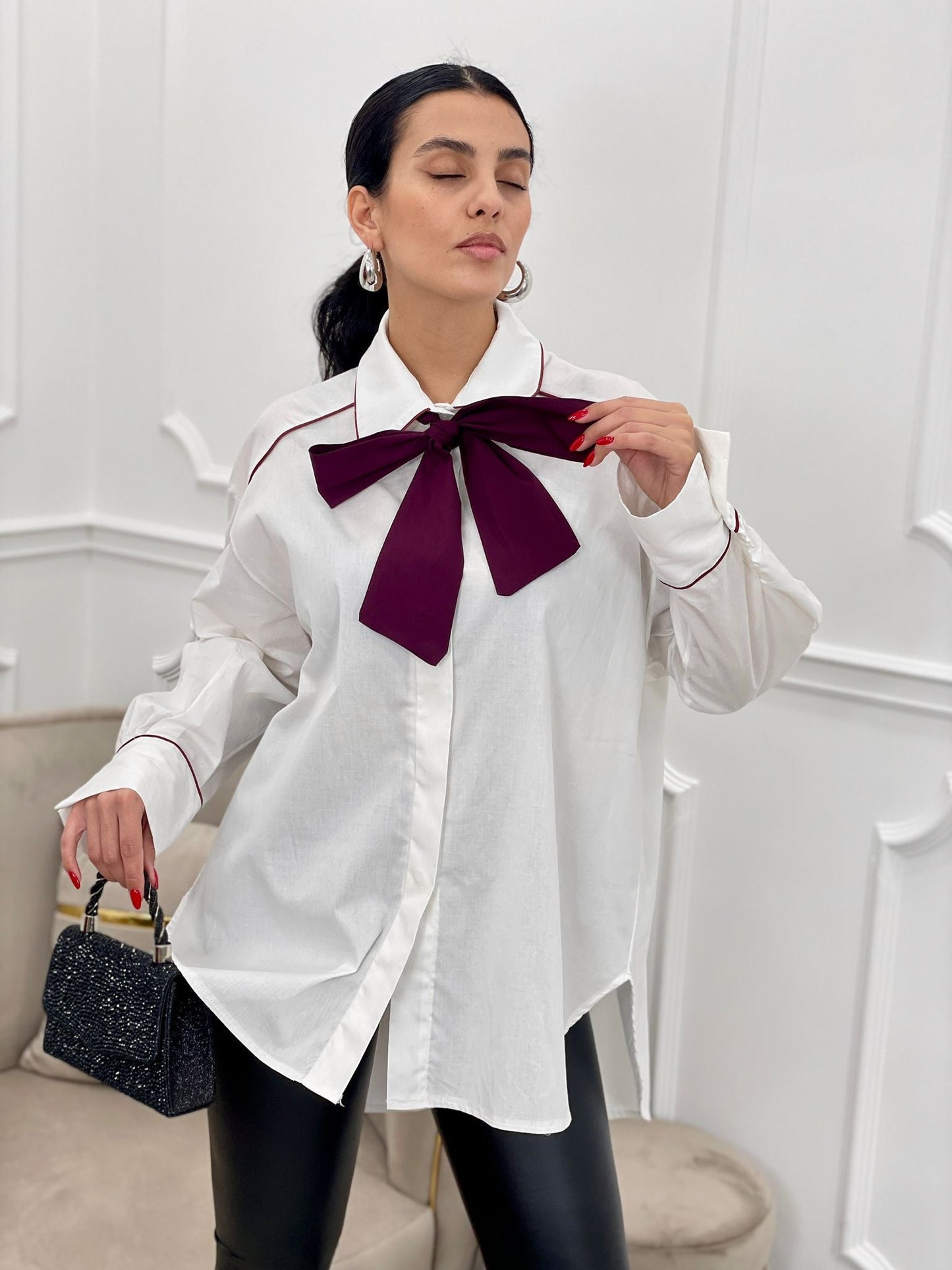 Camisa con Lazo en Contraste | Colección Otoño