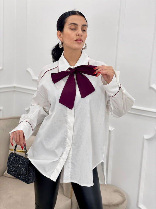 Camisa con Lazo en Contraste | Colección Otoño