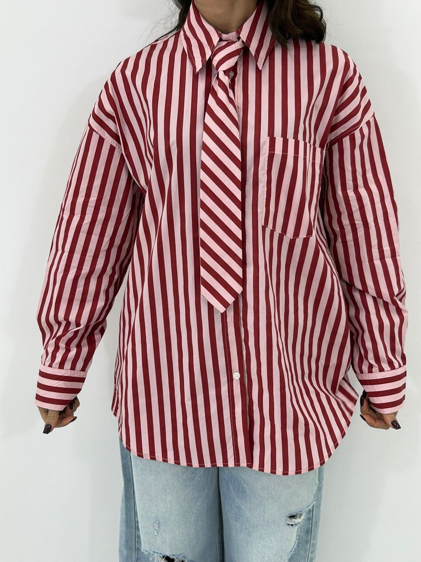 CAMICIA RIGHE BOW NEW P/E26