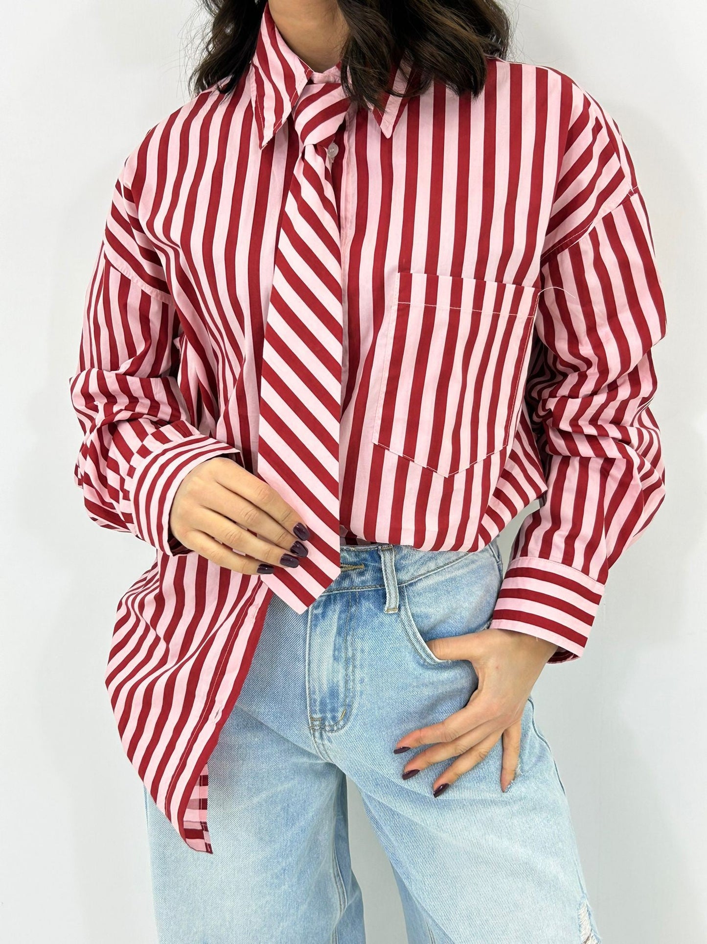 CAMICIA RIGHE BOW NEW P/E26