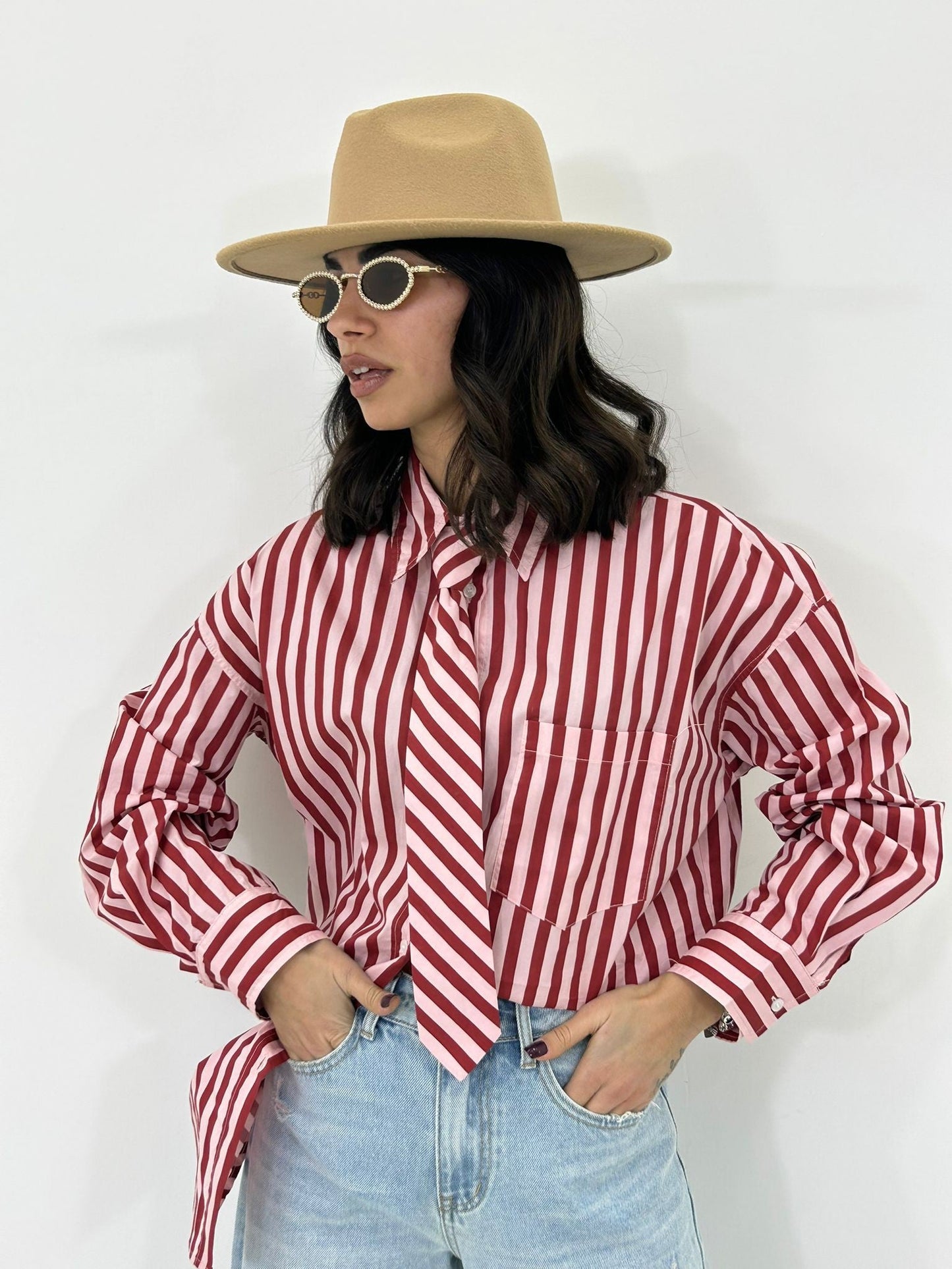 CAMICIA RIGHE BOW NEW P/E26