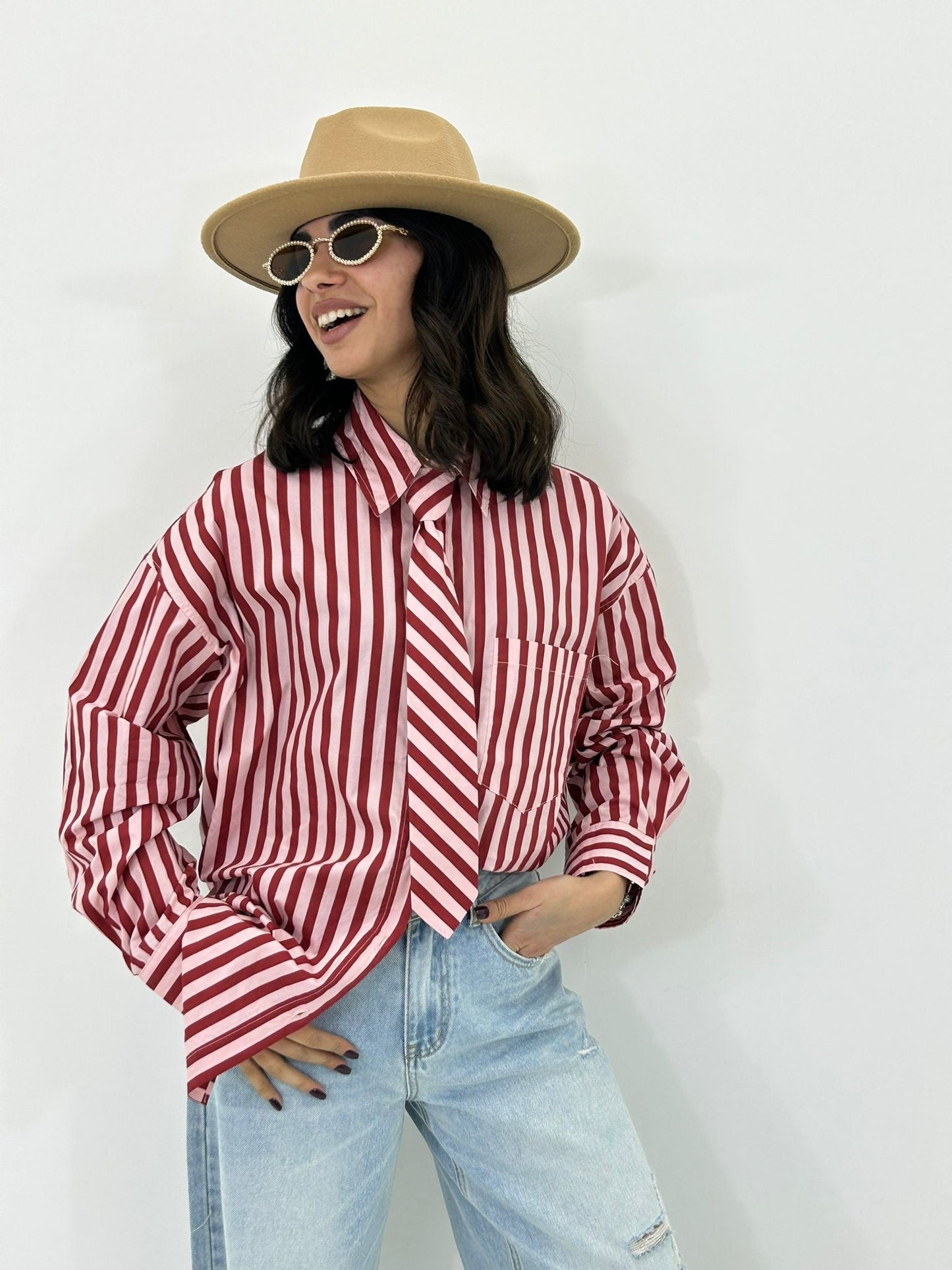 CAMICIA RIGHE BOW NEW P/E26
