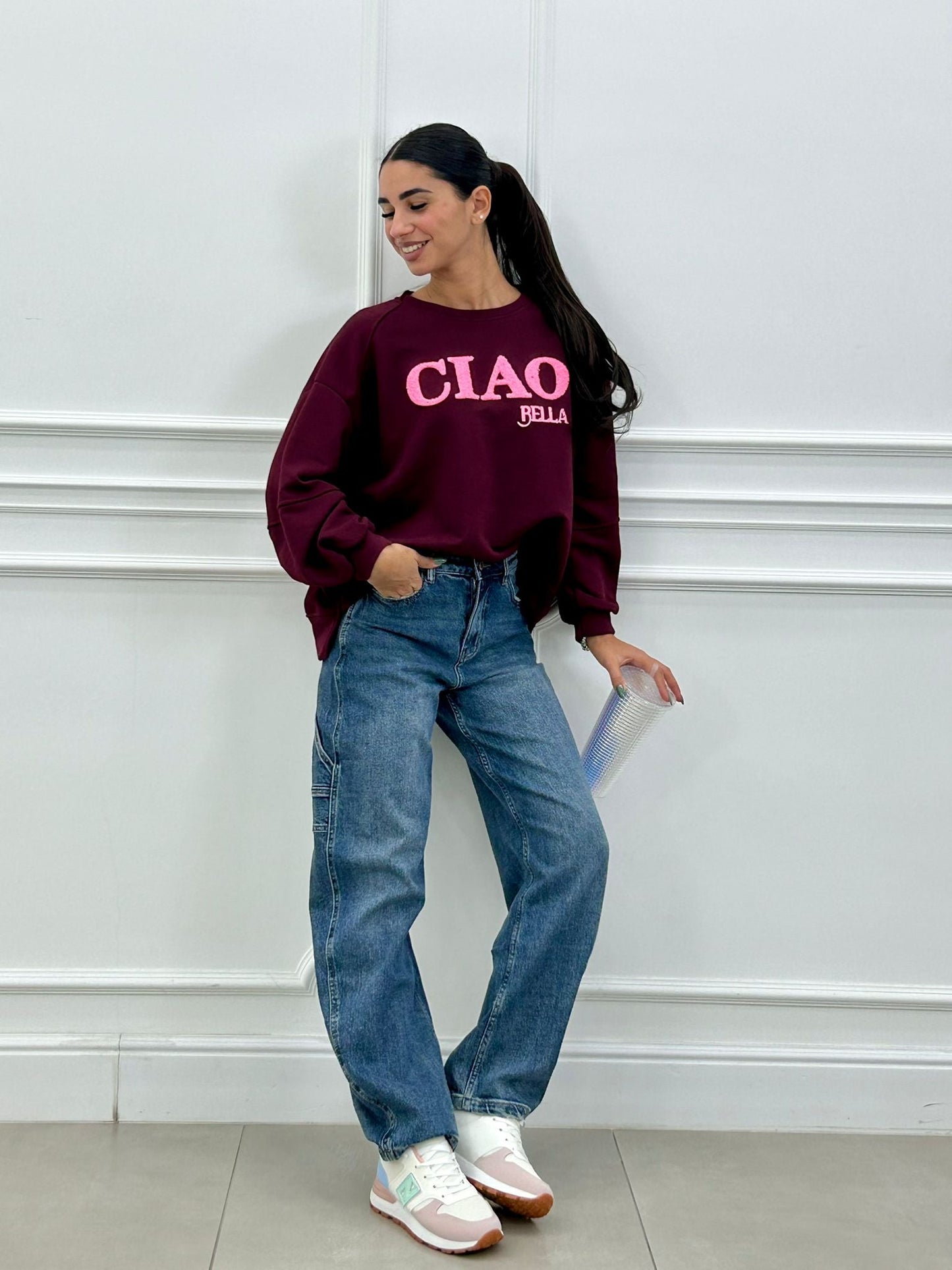 Sudadera Bella Vibes con Estampado de Letras