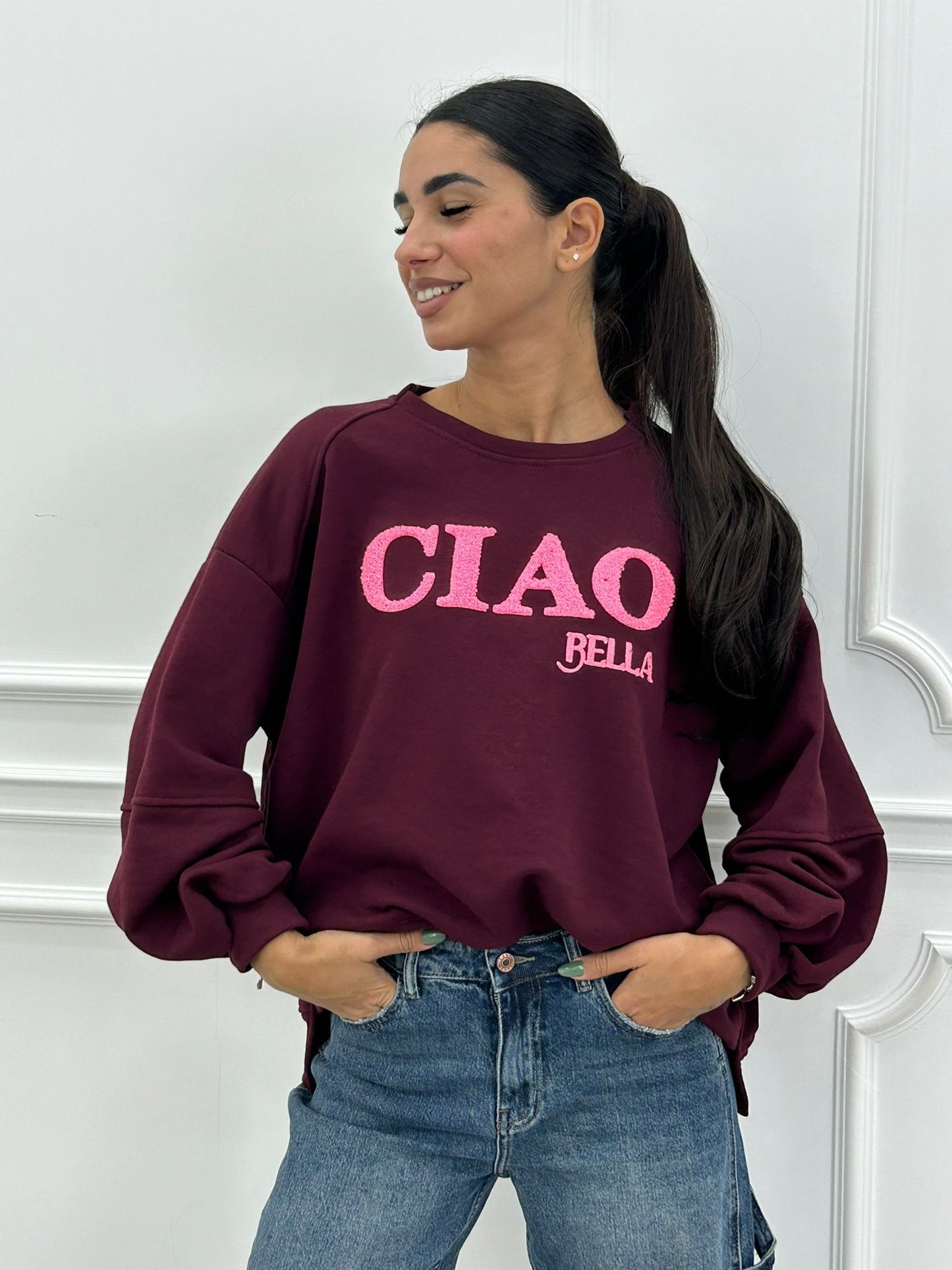 Sudadera Bella Vibes con Estampado de Letras