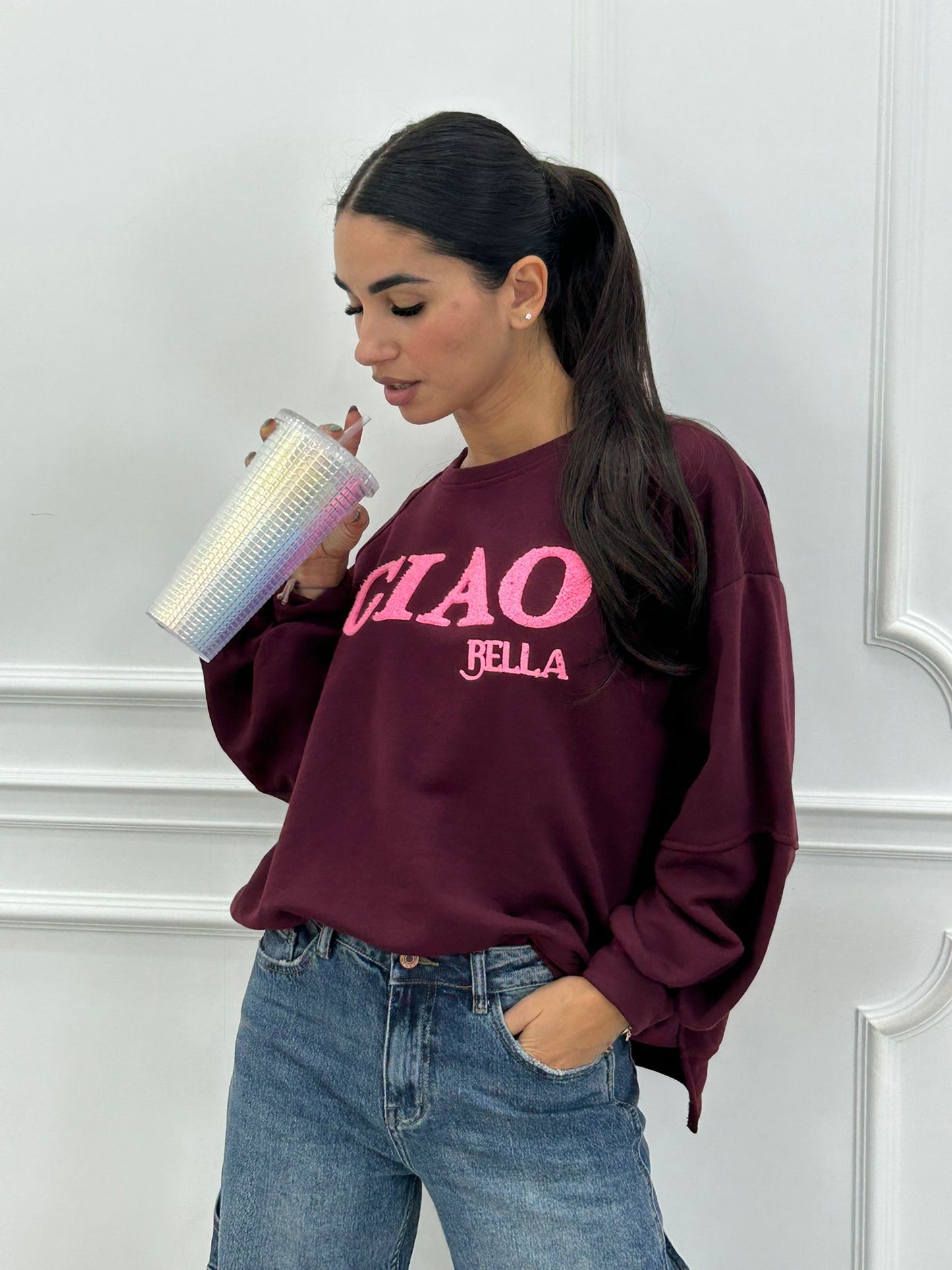 Sudadera Bella Vibes con Estampado de Letras