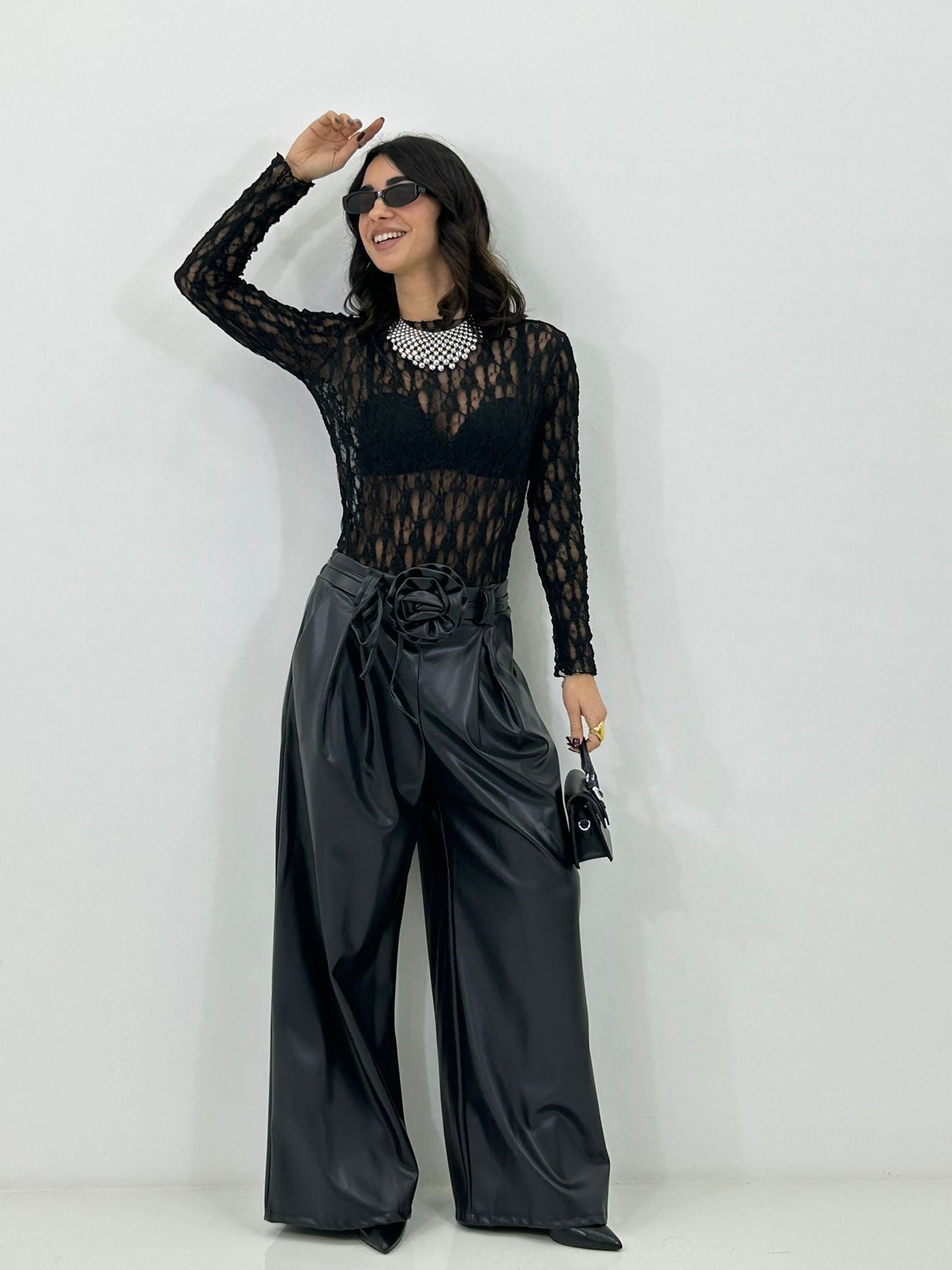 PANTALONE FLOWER BELT NEW P/E26