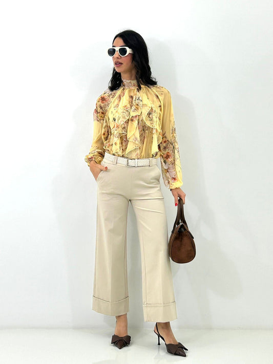 Pantalón Trendy con Vuelta, Cinturón y Bolsillos