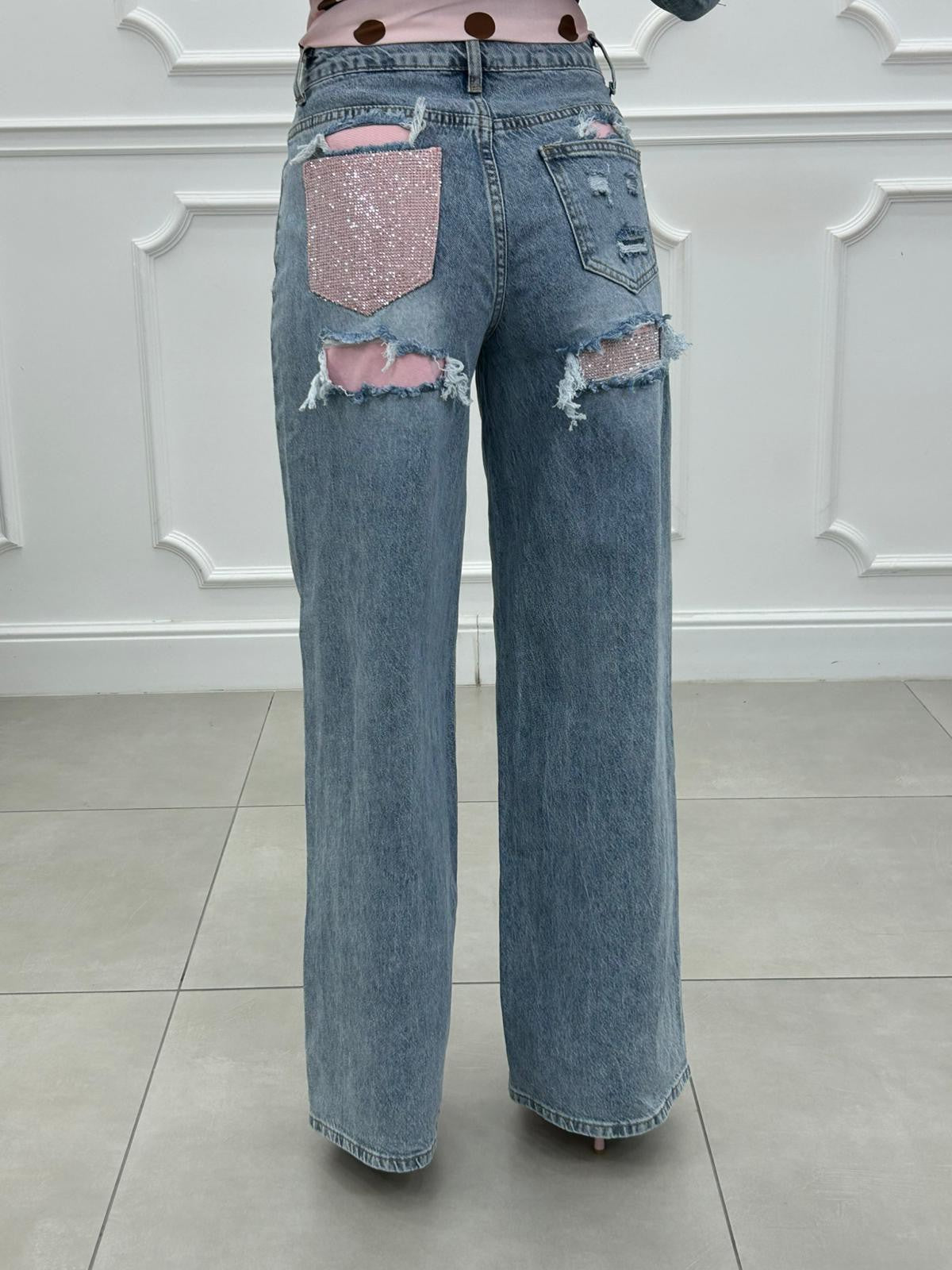 Vaqueros Palazzo Urban Diva con Apliques de Strass