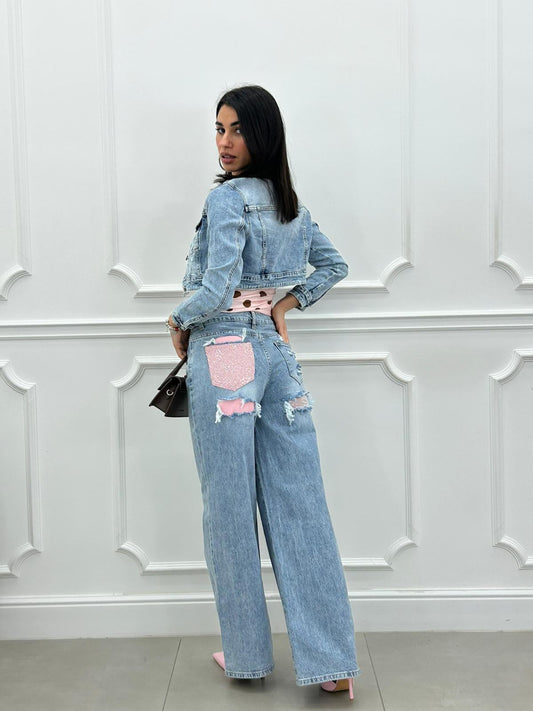Vaqueros Palazzo Urban Diva con Apliques de Strass