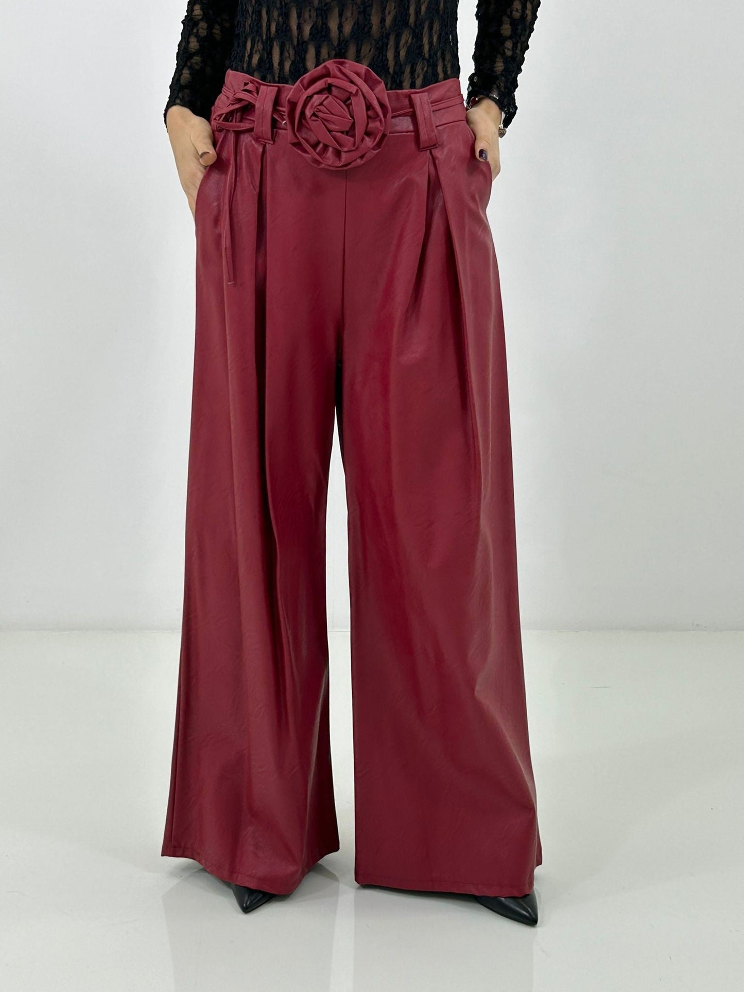 PANTALONE FLOWER BELT NEW P/E26