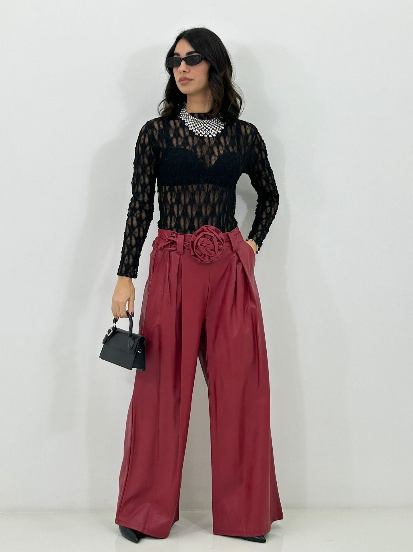 PANTALONE FLOWER BELT NEW P/E26