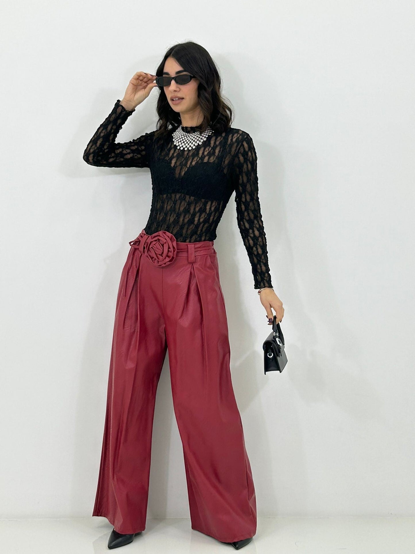 PANTALONE FLOWER BELT NEW P/E26
