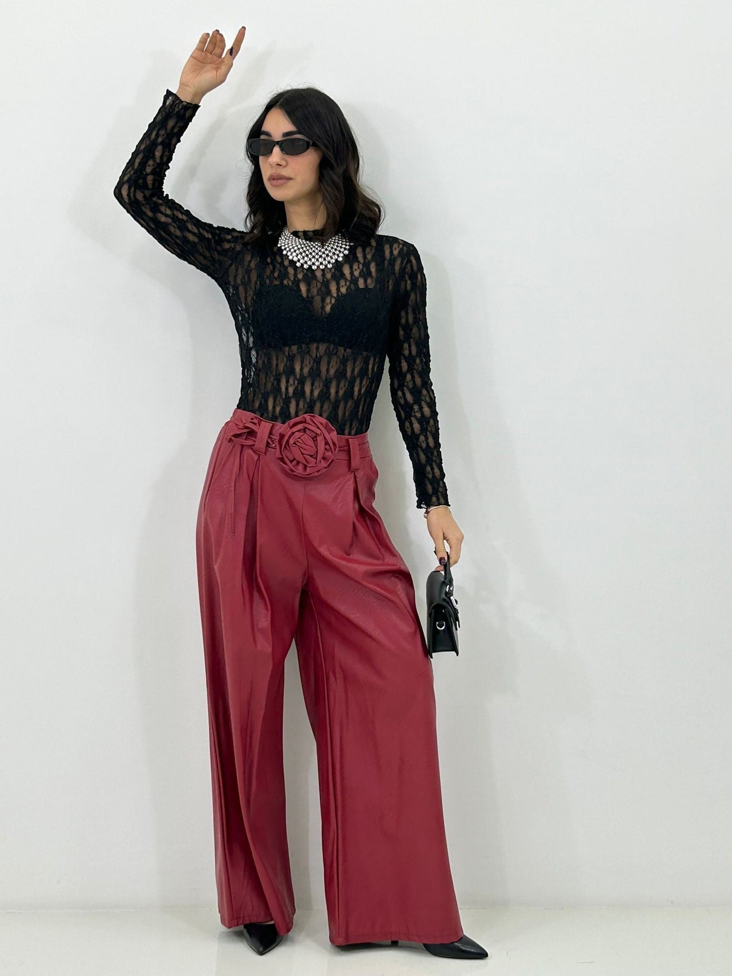 PANTALONE FLOWER BELT NEW P/E26