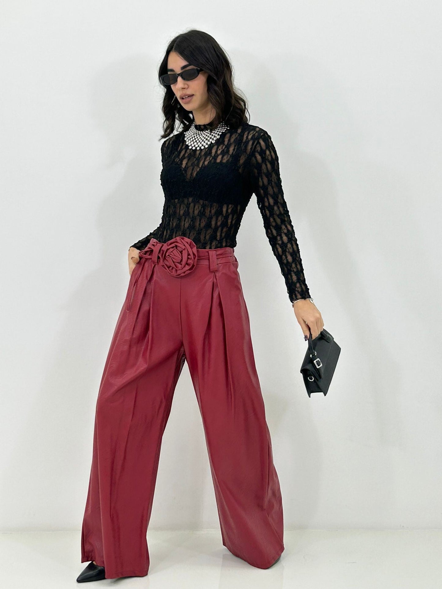 PANTALONE FLOWER BELT NEW P/E26