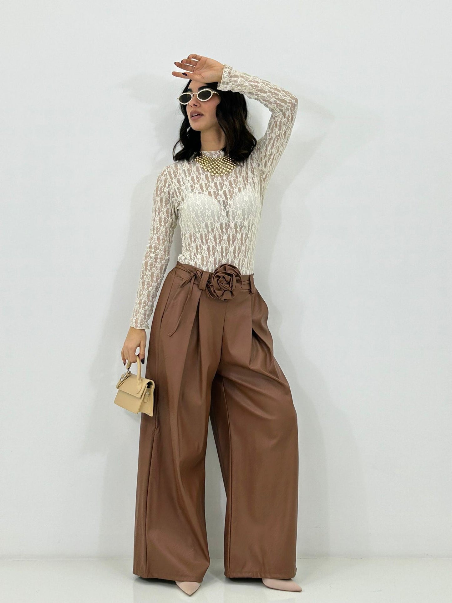 PANTALONE FLOWER BELT NEW P/E26